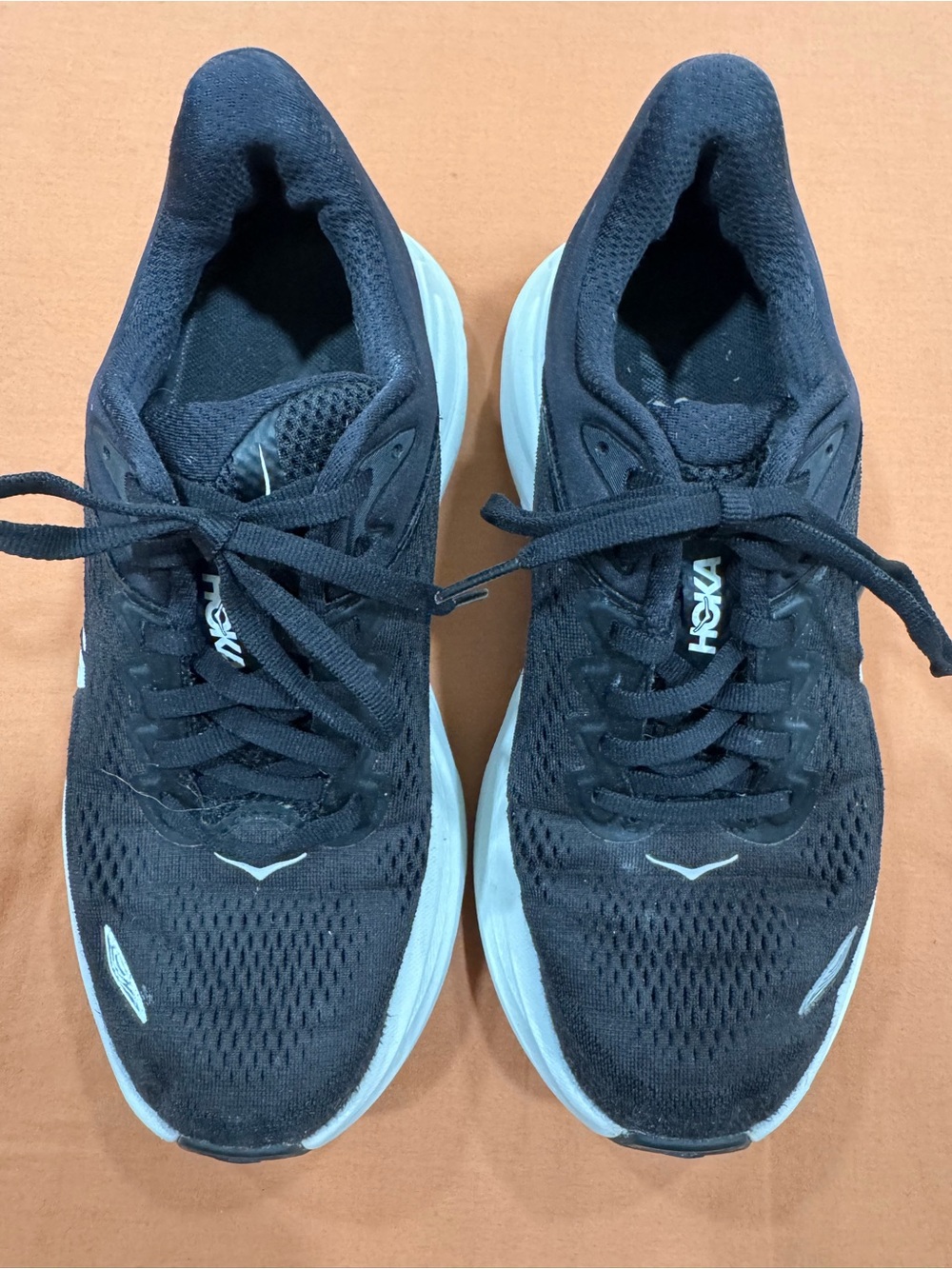 HOKA Bondi 9 Running Shoes Women’s Size 6 Black White Athletic Sneakers